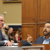 Rep. Ruiz holds up "F" for the MAHA report with Secretary Robert F. Kennedy