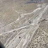 Aerial view of a desert damaged by Tropical Storm Hilary