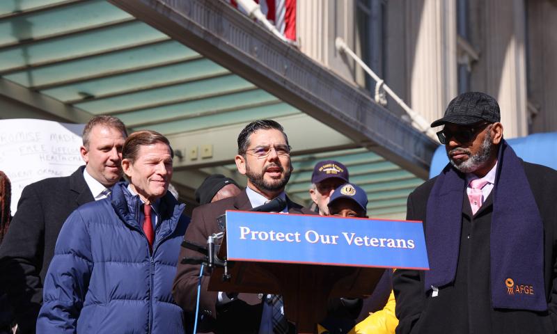 Congressman Dr. Raul Ruiz speaks at Press Conference Outside the VA Headquarters in Washington, DC.