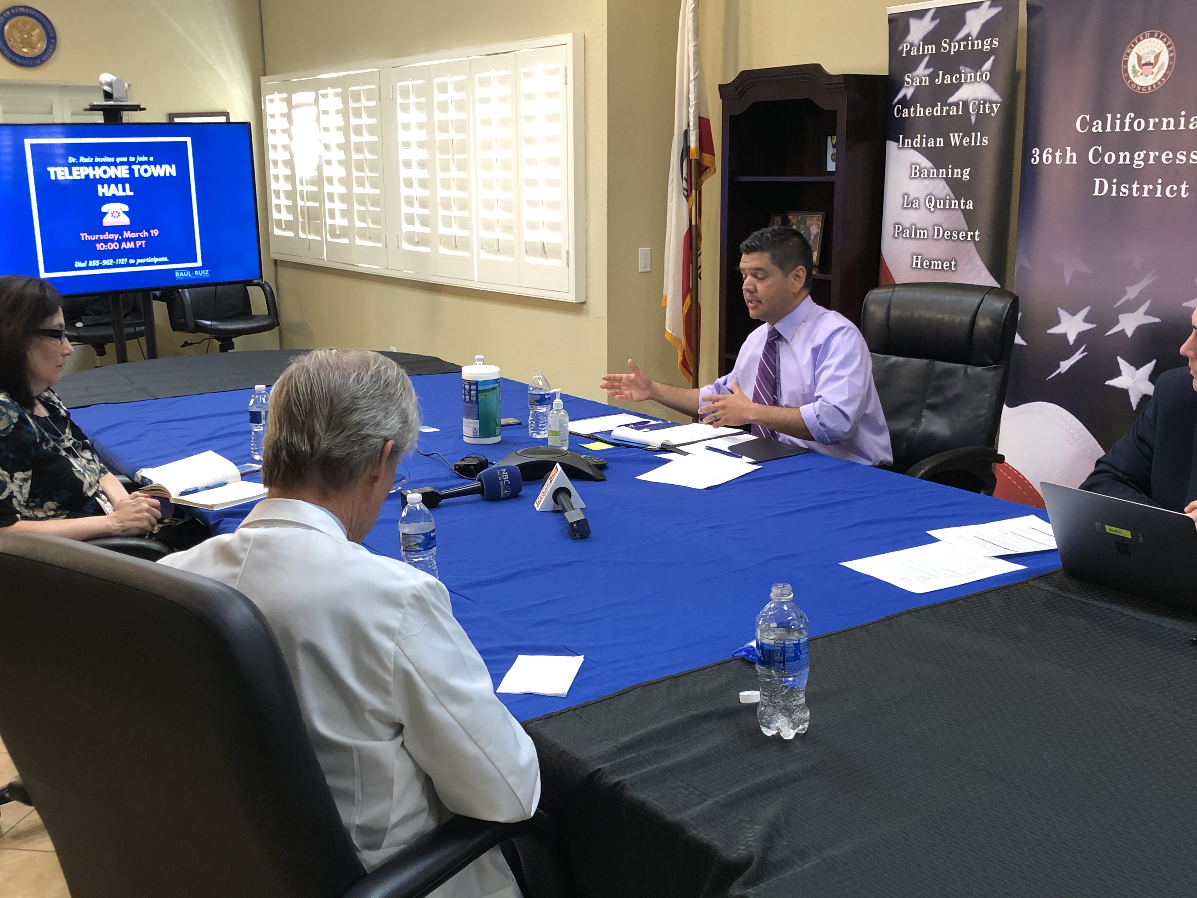 Dr. Ruiz and Panelists Practice Social Distancing During Today's Tele Town Hall